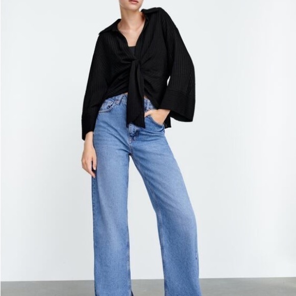 NWT ZARA KNOTTED DRAPED TOP - Picture 4 of 9